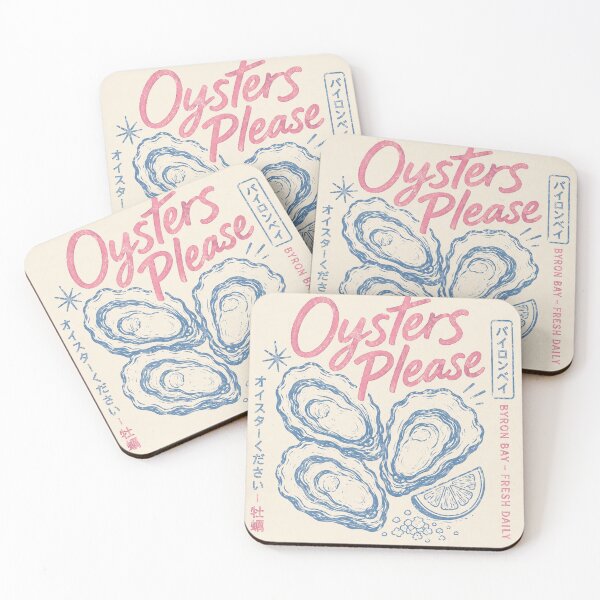 Item preview, Oysters Please Byron Bay Fresh Daily Aussie Oyster Bar Retro Stamp designed and sold by Yellowriversss.