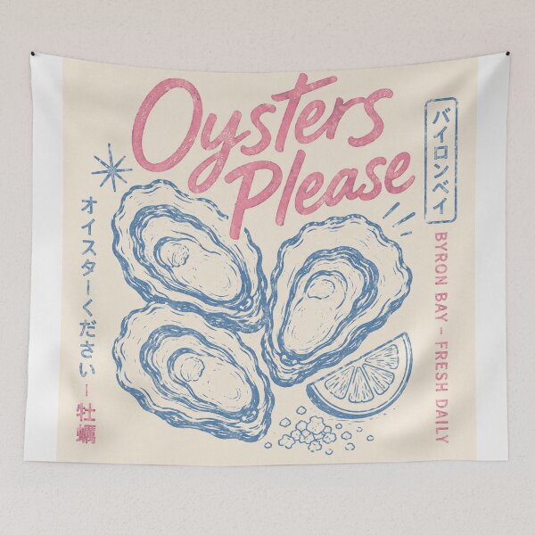 Item preview, Oysters Please Byron Bay Fresh Daily Aussie Oyster Bar Retro Stamp designed and sold by Yellowriversss.