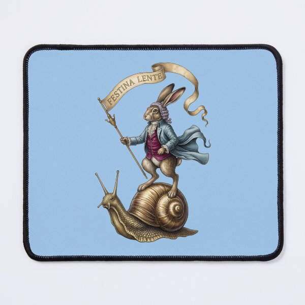 Item preview, Festina Lente Rabbit Riding a Snail Vintage Art designed and sold by Bhaskar Digital Art.