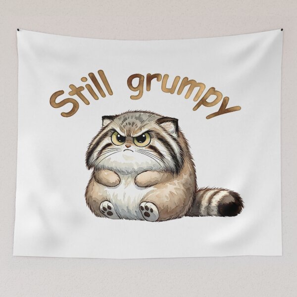 Item preview, Cute Grumpy Pallas Cat Watercolor Art — Still Grumpy designed and sold by PawtopiaArt.