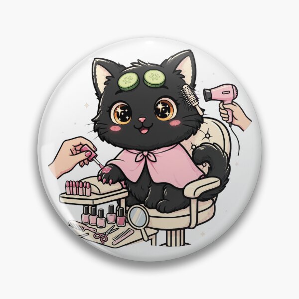 Item preview, Cute Black Cat Spa Day - Self Care Salon Illustration designed and sold by Ala'Salem| Cute Characters, Real Moods.