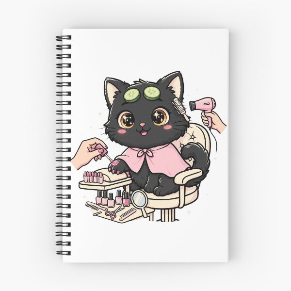 Item preview, Cute Black Cat Spa Day - Self Care Salon Illustration designed and sold by Ala'Salem| Cute Characters, Real Moods.