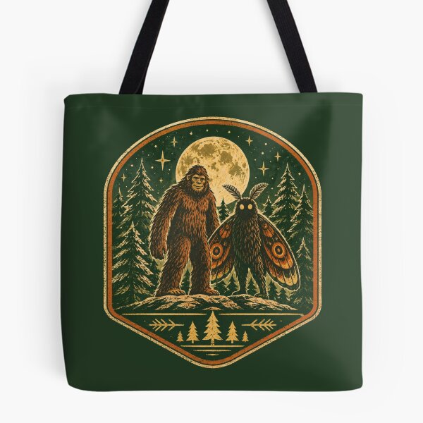 Item preview, Cryptid Hunter Vintage Field Guide Bigfoot Mothman Badge Tee designed and sold by Fanverse Merchandise.