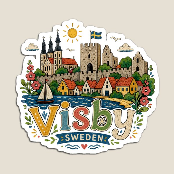 Item preview, Hand Drawn Visby Sweden Travel Souvenir Landmark Gift designed and sold by MichaeIRellov.