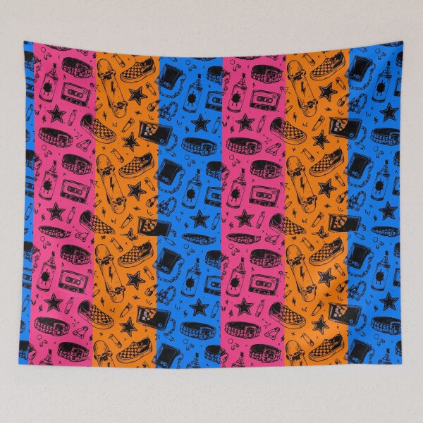Item preview, Pop Punk Skate Doodle Seamless Pattern Y2K Print designed and sold by Fanverse Merchandise.