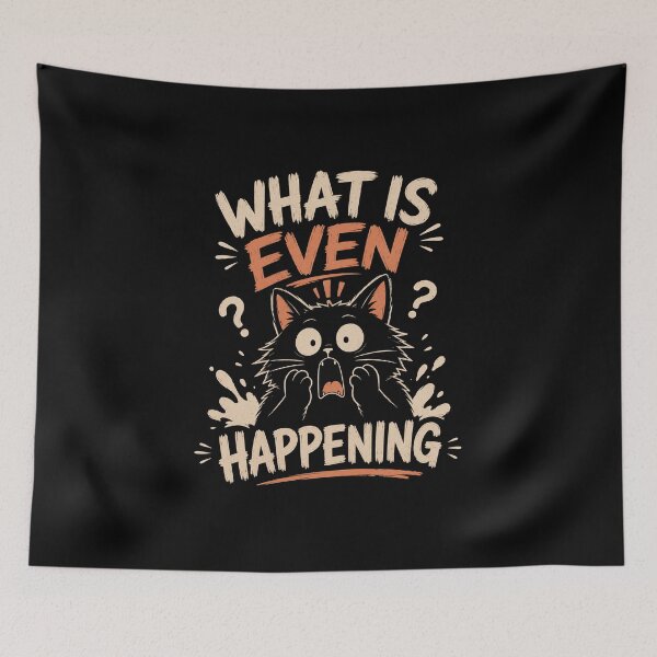 Item preview, What Is Even Happening T-Shirt  Funny Shocked Cat Meme Tee  Sarcastic WTF Humor Graphic Shirt designed and sold by Artimax-Studio.