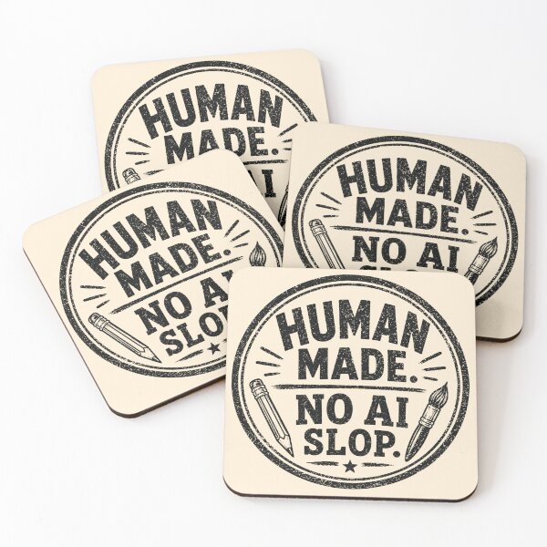 Item preview, Human Made No AI Slop Artisan Stamp Graphic Tee designed and sold by Fanverse Merchandise.