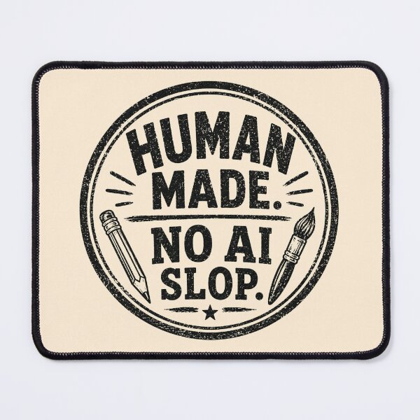 Item preview, Human Made No AI Slop Artisan Stamp Graphic Tee designed and sold by Fanverse Merchandise.