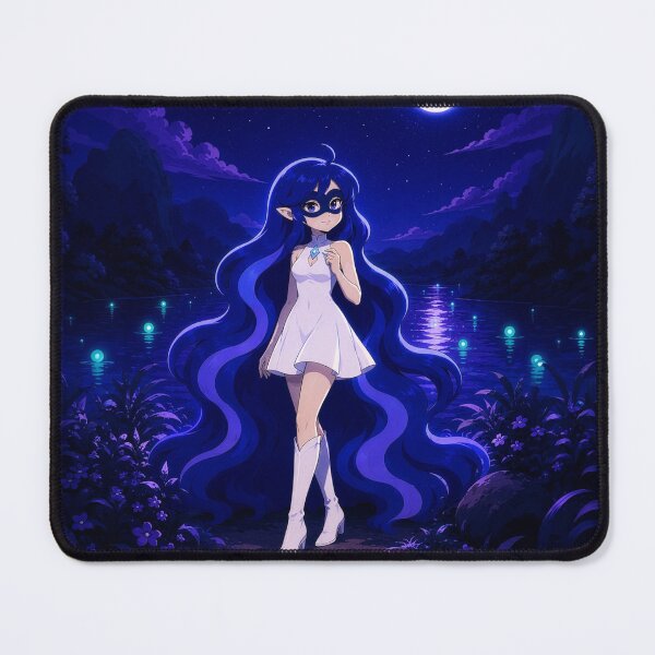 Item preview, Blue Fairy on a magical full moon night - Aesthetic Fantasy Illustration designed and sold by Volshira.