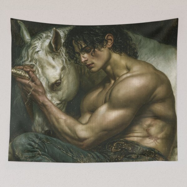 Item preview, Unicorn Tamer — Mythic Realism Portrait designed and sold by JaimeLikes.