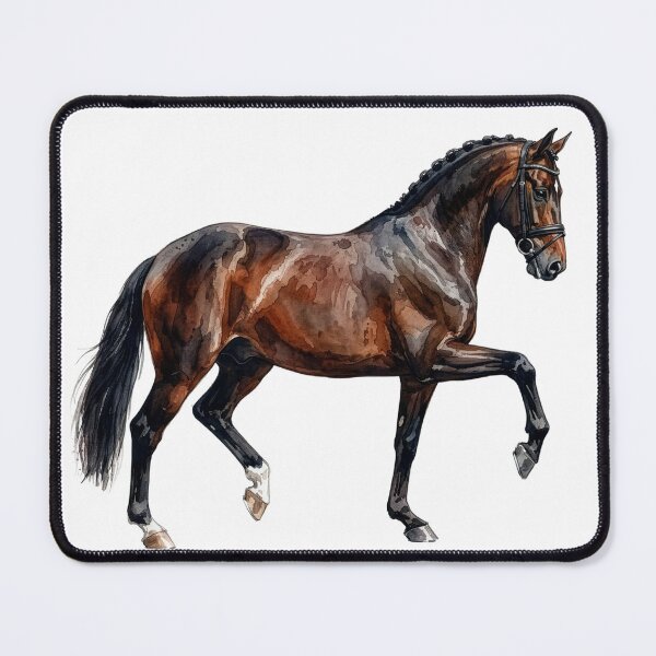 Item preview, Bay Dressage Horse Watercolor Illustration designed and sold by Rutvain.