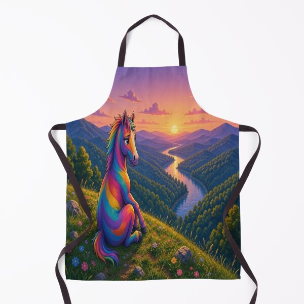 Item preview, Rainbow Horse Watching Sunset Over River Valley designed and sold by Breezes-of-Ida.