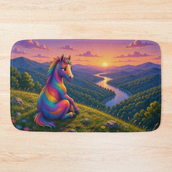Item preview, Rainbow Horse Watching Sunset Over River Valley designed and sold by Breezes-of-Ida.
