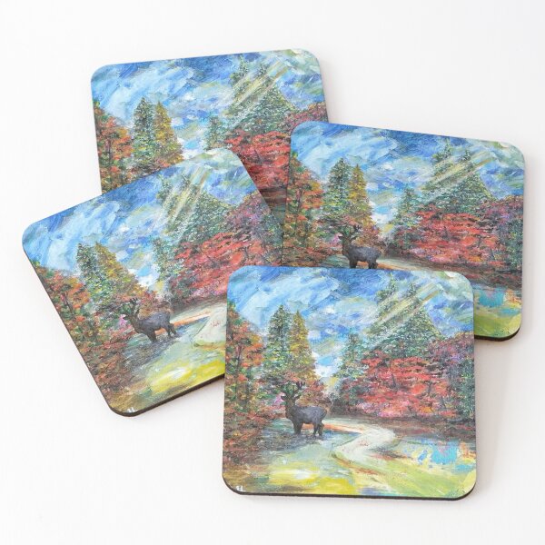 Item preview, Sunlit Autumn Stag in the Forest designed and sold by hopenoli_art.