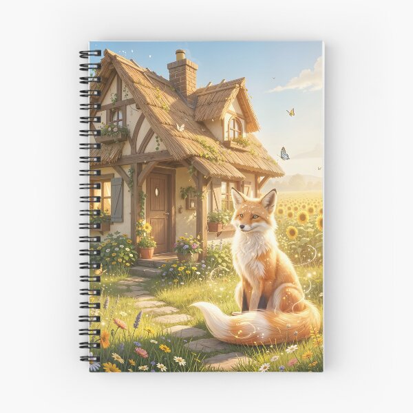 Item preview, Quaint Cottage and Magical Fox in Sunflower Field designed and sold by Fanta-sticky.