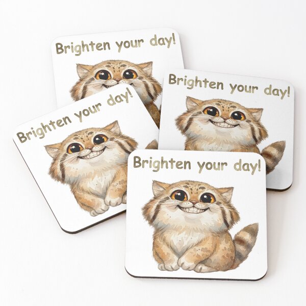 Item preview, Cute Happy Pallas Cat Brighten Your Day Watercolor designed and sold by PawtopiaArt.