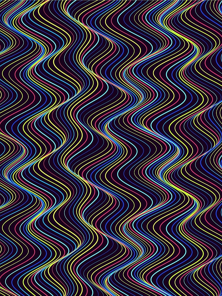 Thumbnail 3 of 3, Scarf, Abstract Neon Multicolor Vertical Wavy Pattern designed and sold by GraphyLab.