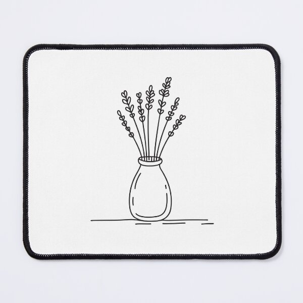 Item preview, Doodle illustration of a vase holding dried lavender stems designed and sold by rasagamastore.