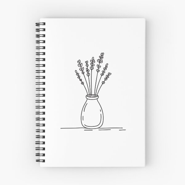 Item preview, Doodle illustration of a vase holding dried lavender stems designed and sold by rasagamastore.