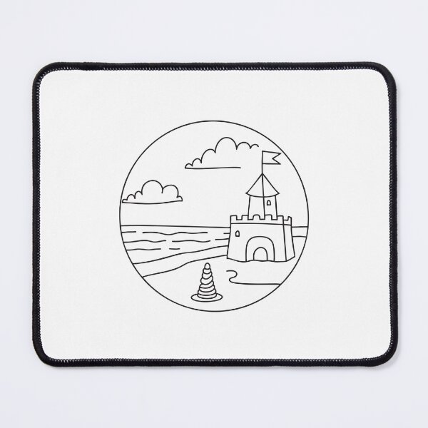 Item preview, Doodle illustration of a vast beach with a sandcastle designed and sold by rasagamastore.
