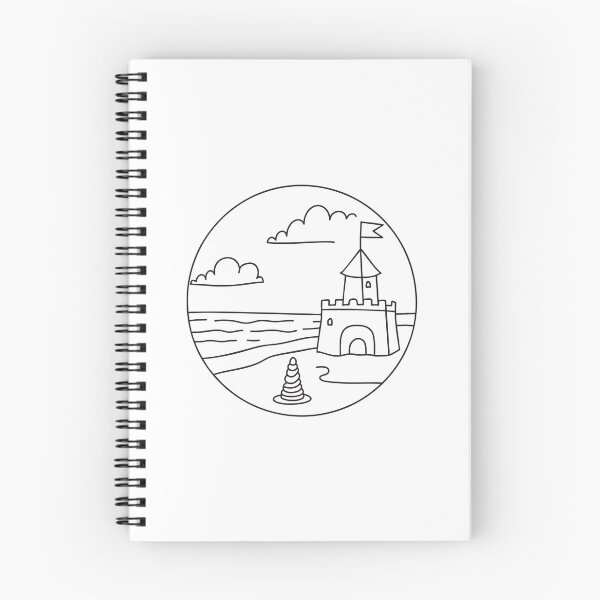 Item preview, Doodle illustration of a vast beach with a sandcastle designed and sold by rasagamastore.
