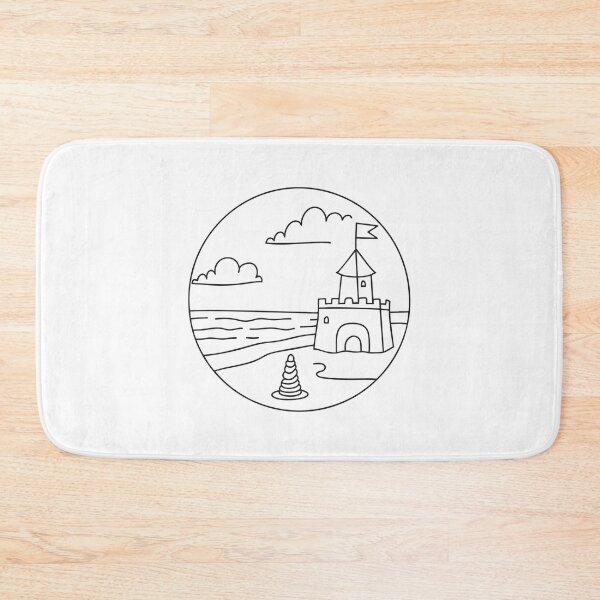 Item preview, Doodle illustration of a vast beach with a sandcastle designed and sold by rasagamastore.