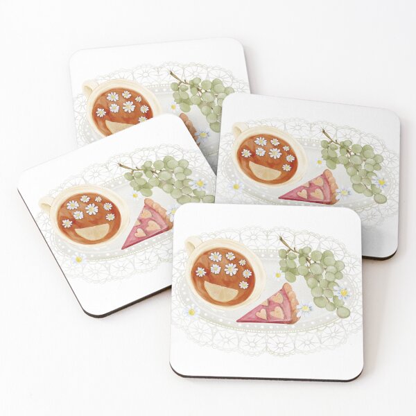 Item preview, Watercolor Afternoon Tea Plate with Lemon Tea, Grapes and Pie designed and sold by Sagi Jane Art.