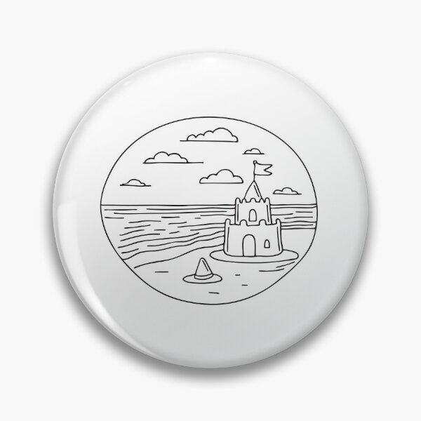 Item preview, Doodle illustration of a wide beach with a sandcastle designed and sold by rasagamastore.
