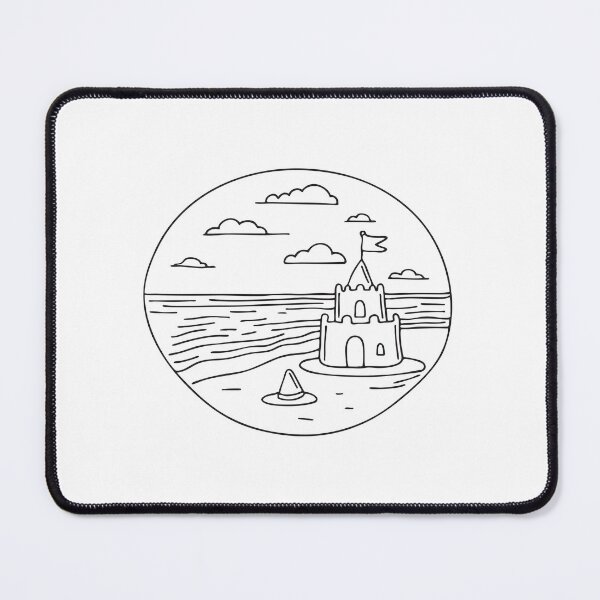 Item preview, Doodle illustration of a wide beach with a sandcastle designed and sold by rasagamastore.