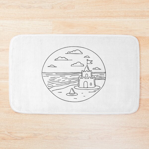 Item preview, Doodle illustration of a wide beach with a sandcastle designed and sold by rasagamastore.