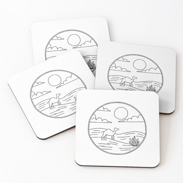 Item preview, Doodle illustration of a vast desert with a lone camel designed and sold by rasagamastore.