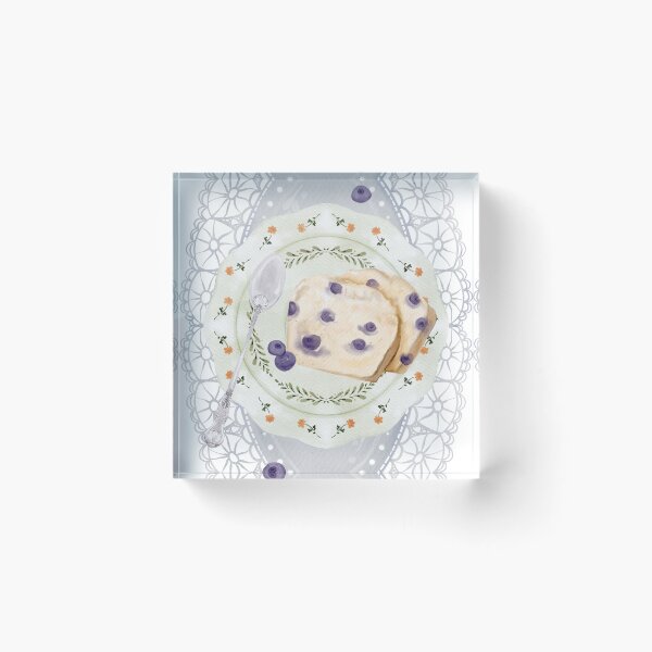 Item preview, Watercolor Vintage Plate with Blueberry Bread on Floral Doily designed and sold by Sagi Jane Art.