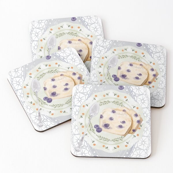 Item preview, Watercolor Vintage Plate with Blueberry Bread on Floral Doily designed and sold by Sagi Jane Art.