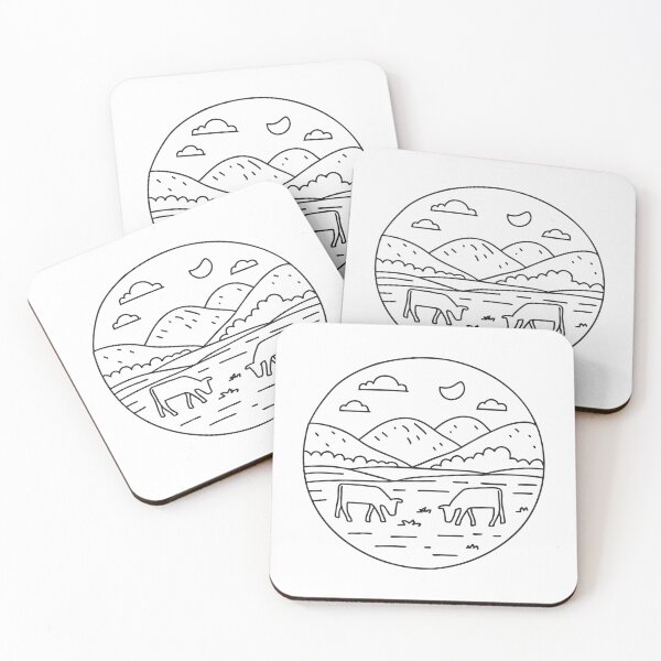 Item preview, Doodle illustration of a vast field with grazing cows designed and sold by rasagamastore.