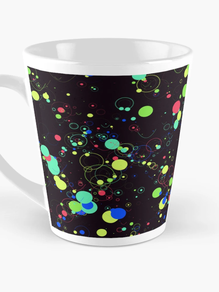 Thumbnail 3 of 4, Coffee Mug, Abstract Neon Multicolor Geometric Circles Pattern designed and sold by GraphyLab.