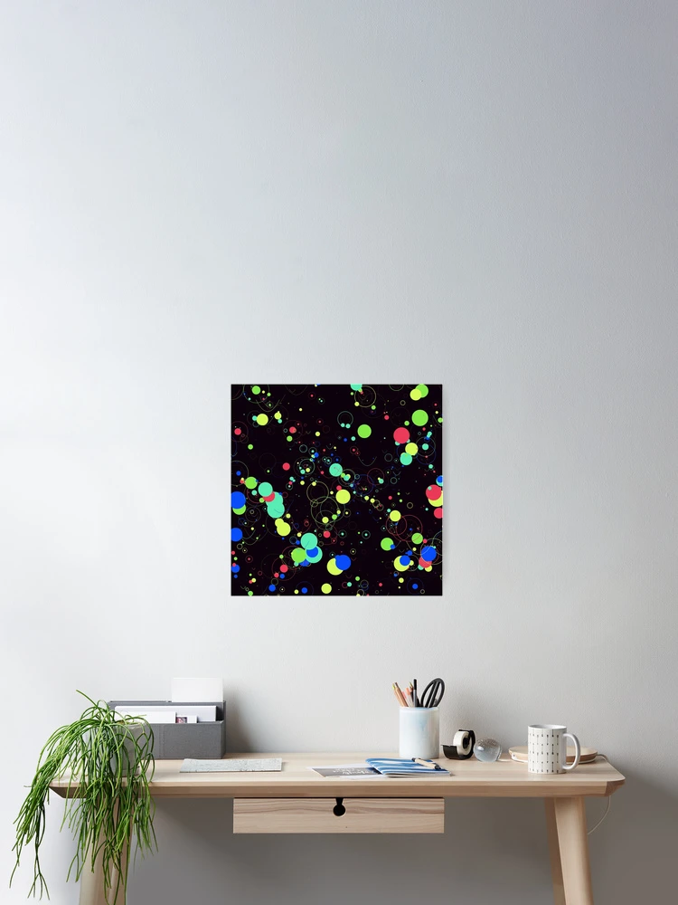 Thumbnail 2 of 3, Poster, Abstract Neon Multicolor Geometric Circles Pattern designed and sold by GraphyLab.