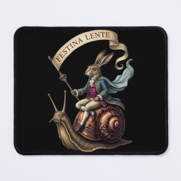 Item preview, Festina Lente Rabbit Riding a Snail Vintage Art designed and sold by Bhaskar Digital Art.