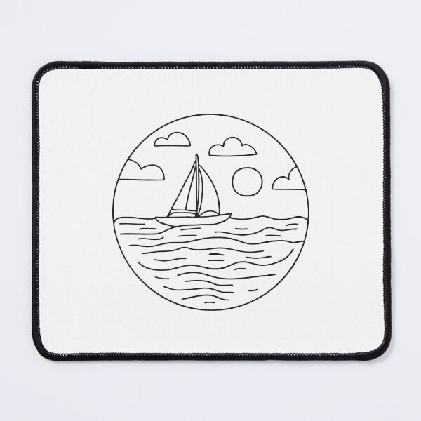 Item preview, Doodle illustration of a vast ocean with a sailing boat designed and sold by rasagamastore.