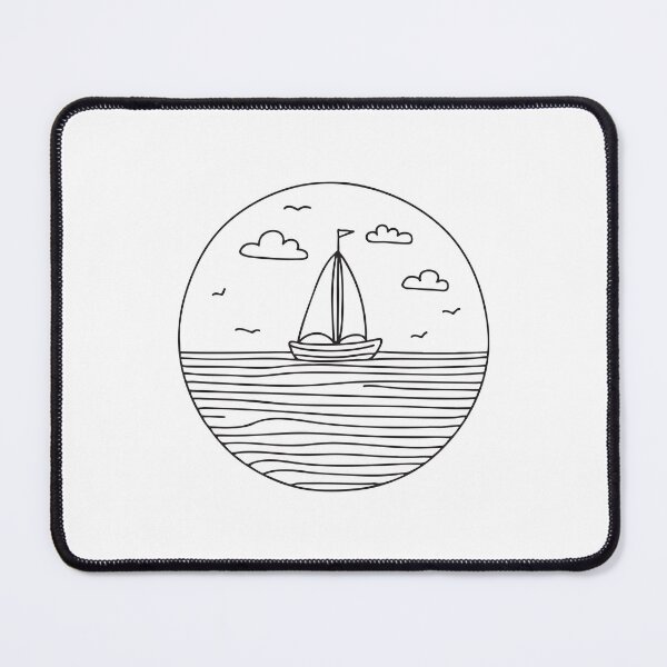 Item preview, Doodle illustration of a wide ocean with a sailing boat designed and sold by rasagamastore.