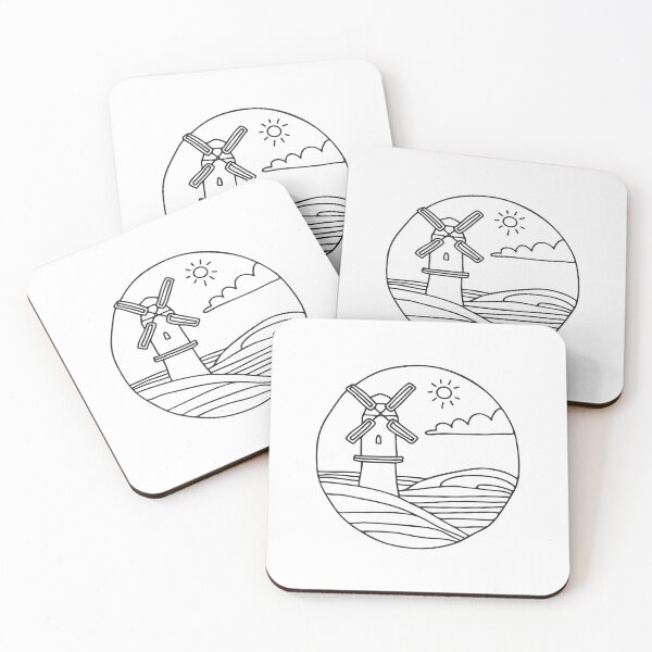 Item preview, Doodle illustration of a vast plain with a windmill designed and sold by rasagamastore.