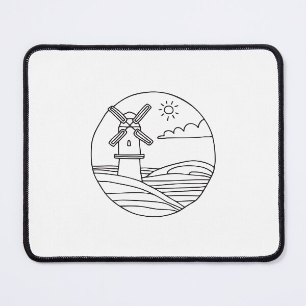 Item preview, Doodle illustration of a vast plain with a windmill designed and sold by rasagamastore.