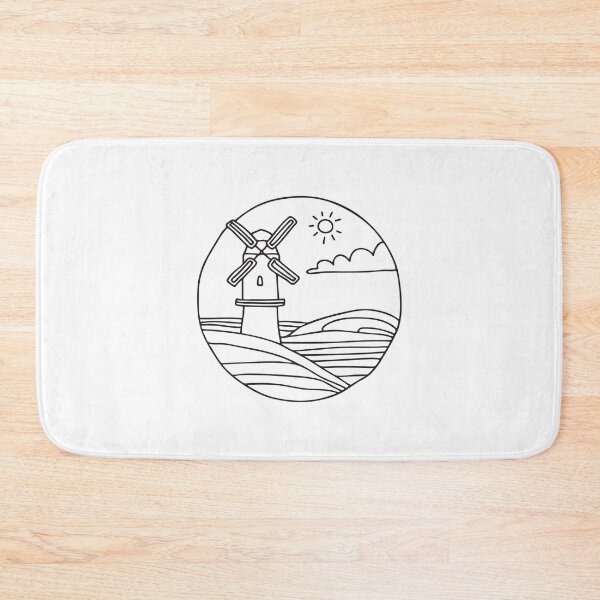 Item preview, Doodle illustration of a vast plain with a windmill designed and sold by rasagamastore.