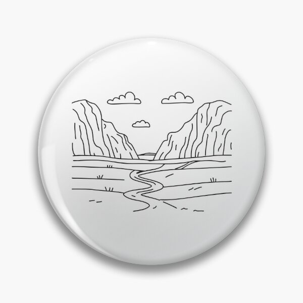 Item preview, Doodle illustration of a vast rocky valley with a hiking trail designed and sold by rasagamastore.