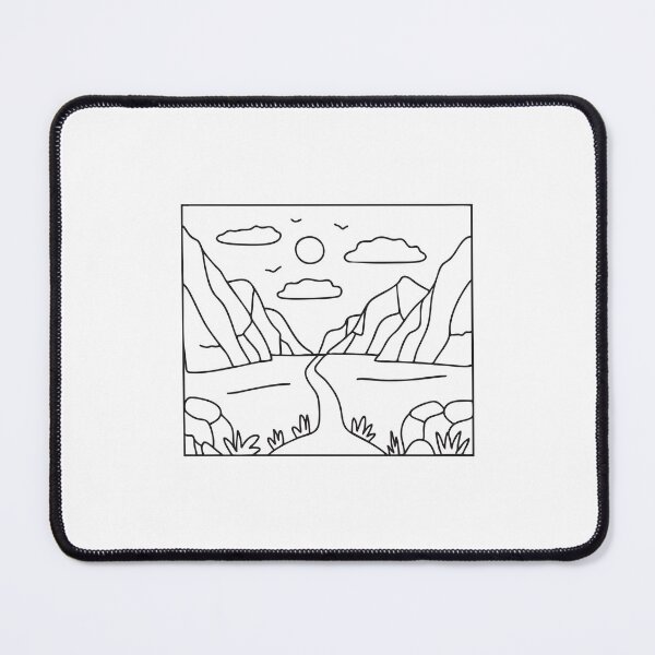 Item preview, Doodle illustration of a wide rocky valley with a hiking trail designed and sold by rasagamastore.