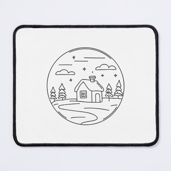 Item preview, Doodle illustration of a vast snowy land with a small cabin designed and sold by rasagamastore.