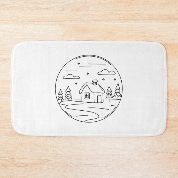 Item preview, Doodle illustration of a vast snowy land with a small cabin designed and sold by rasagamastore.