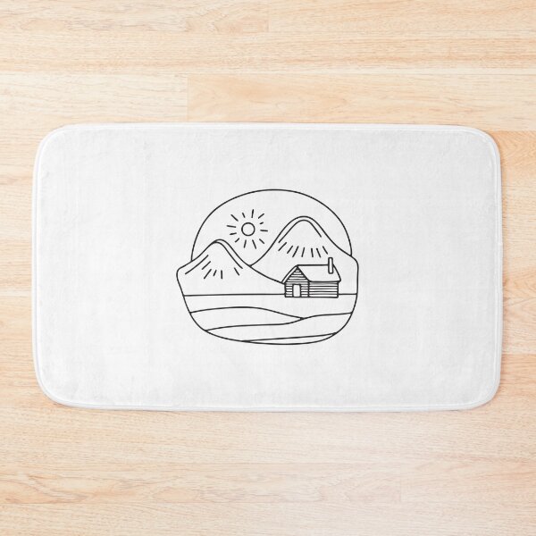 Item preview, Doodle illustration of a snowy landscape with a small cabin designed and sold by rasagamastore.