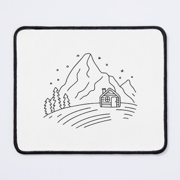 Item preview, Doodle illustration of a wide snowy land with a small cabin designed and sold by rasagamastore.