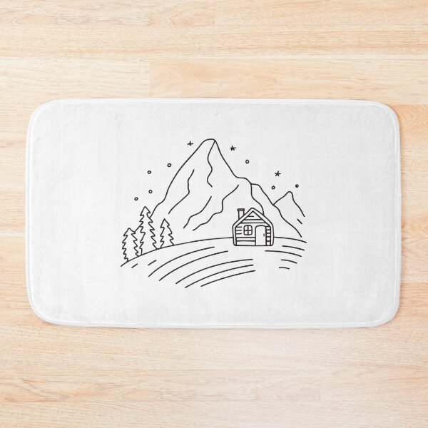 Item preview, Doodle illustration of a wide snowy land with a small cabin designed and sold by rasagamastore.
