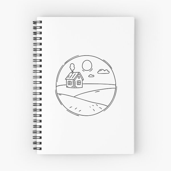 Item preview, Doodle illustration of a snow covered land with a small cabin designed and sold by rasagamastore.